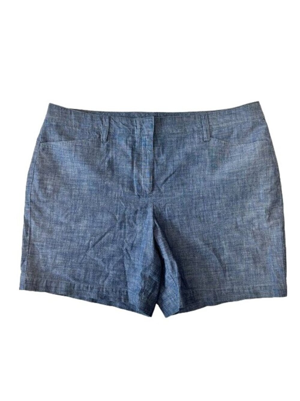 Lands End  Women's Bermuda Mid Rise Chambray Blue Walking Shorts SZ 16P